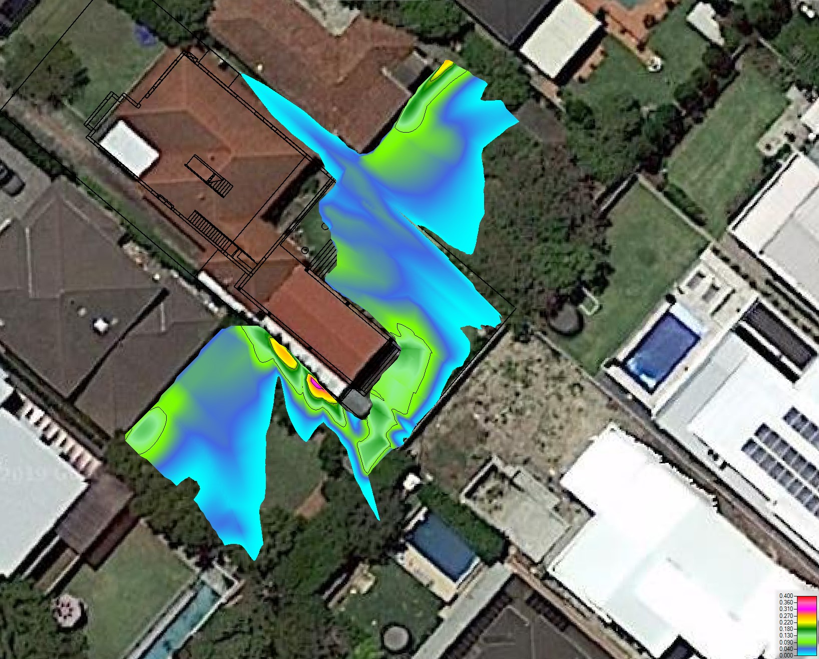 Picture of flood depth in urban flood study